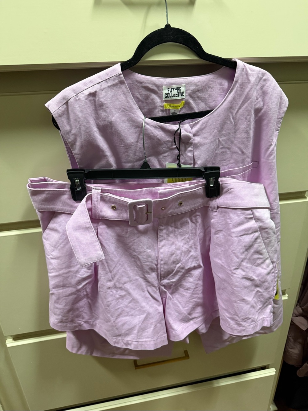 The future collective- Jenee’ Naylor. lavender Button Front Vest and Shorts Set - Picture 4 of 12